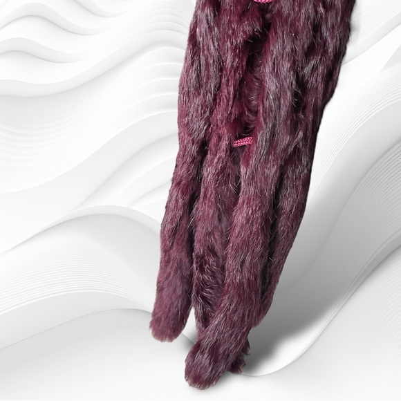 Kenneth Cole Aubergine Plum Purple Rabbit Fur Stole - Picture 11 of 11
